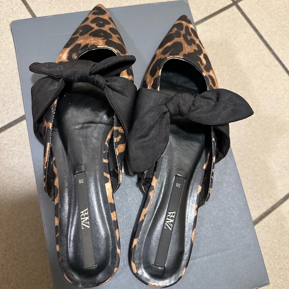 ZARA Leopard Print Bow Mules – Size 7.5 NWOT - Picture 5 of 5